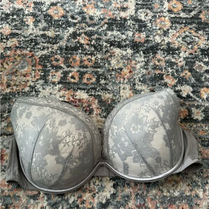 Cacique Modern Lace Unlined Full Coverage Underwire Bra Plus Size 46D Gray